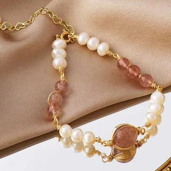 2/$40 Ladies Pink and White Gold Bracelet - Picture 1 of 5